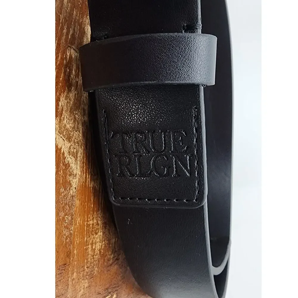 New‎ NWOT True Religion Classic Logo Buckle Black Leather Belt Size 40